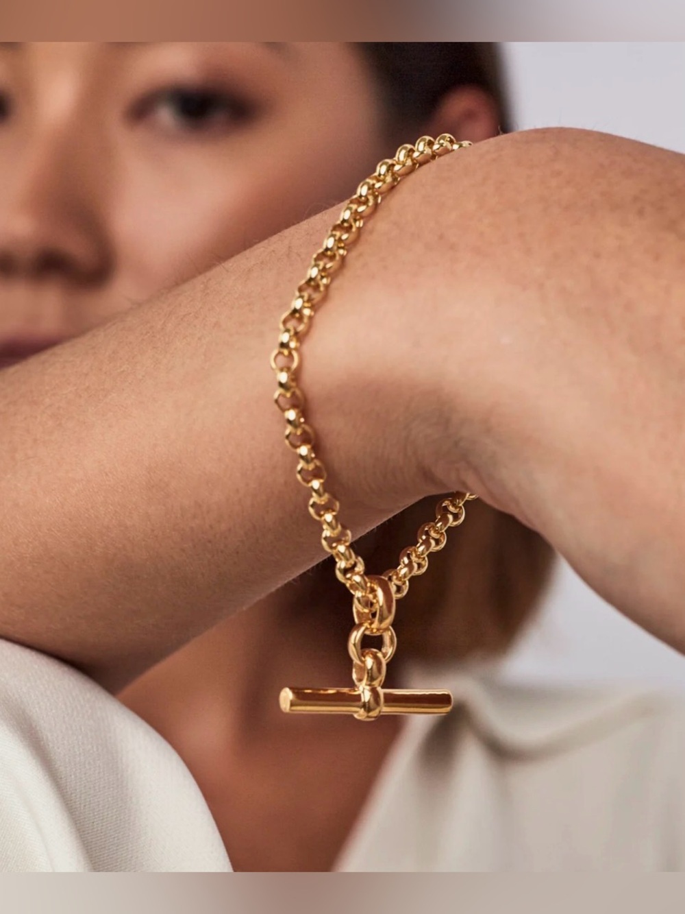 Tilly Sveaas Gold Belcher Bracalet w/ Gold T-Bar